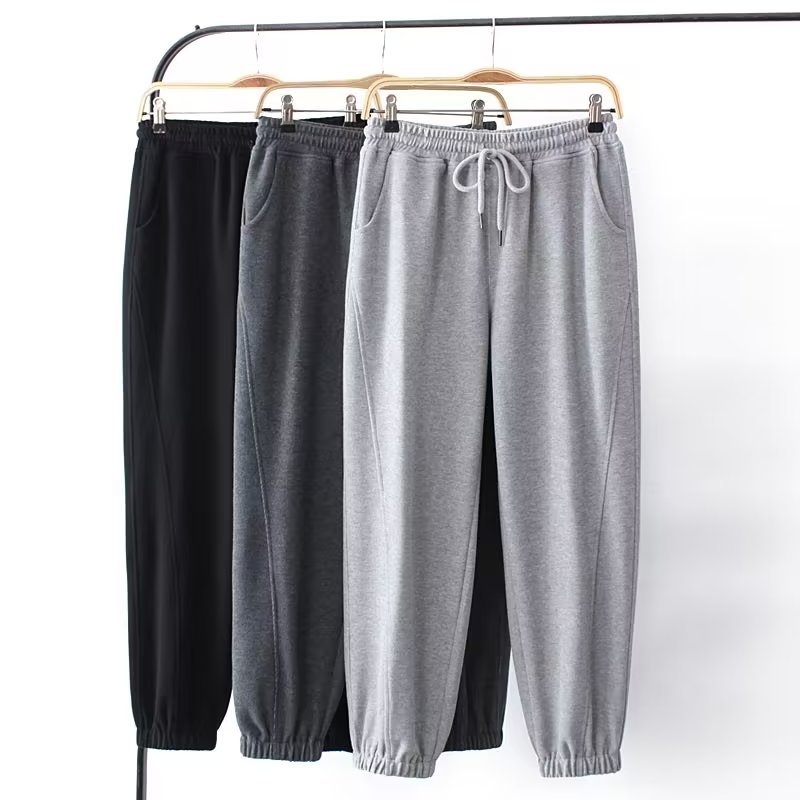 Plus-size ženske jogger hlače, korejskog stila, casual, jednobojne, s elastičnim pojasom, jesen 2025