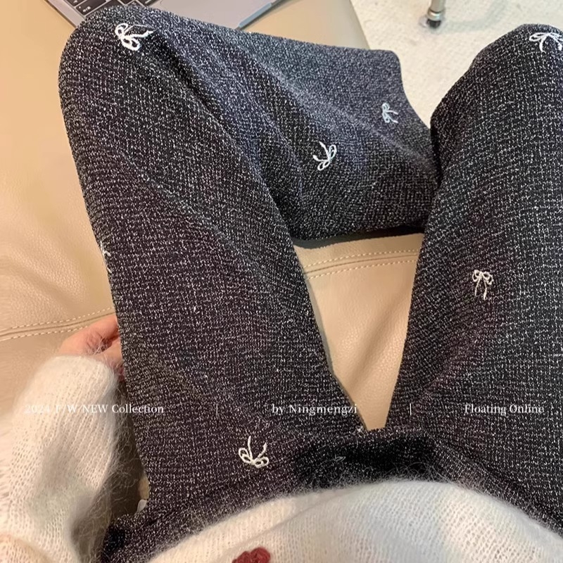 Šivane široke hlače u Chanel stilu za žene, jesen moda, svestrane casual hlače, opušten kroj, dužina do poda, japansko-korejski ležerni stil