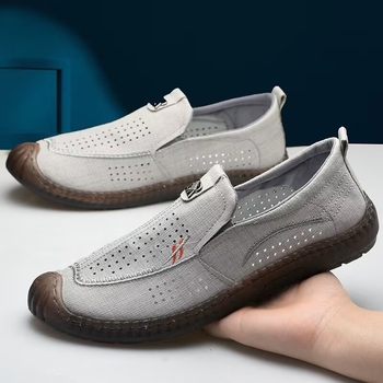 Muške ljetne slip-on loafers s prozračnim gornjim dijelom od platna, mekanim potplatom, lagane casual cipele za vožnju
