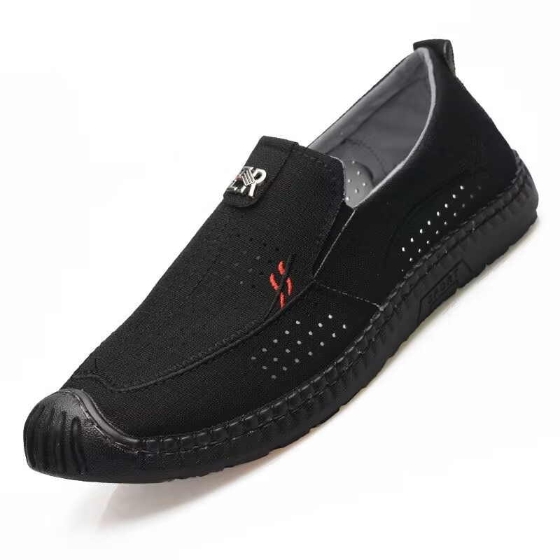 Muške ljetne slip-on loafers s prozračnim gornjim dijelom od platna, mekanim potplatom, lagane casual cipele za vožnju