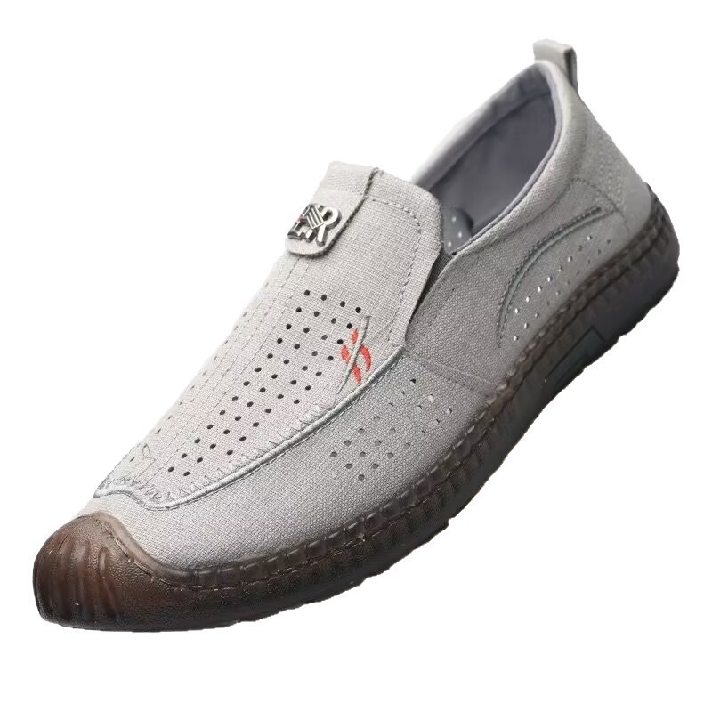 Muške ljetne slip-on loafers s prozračnim gornjim dijelom od platna, mekanim potplatom, lagane casual cipele za vožnju