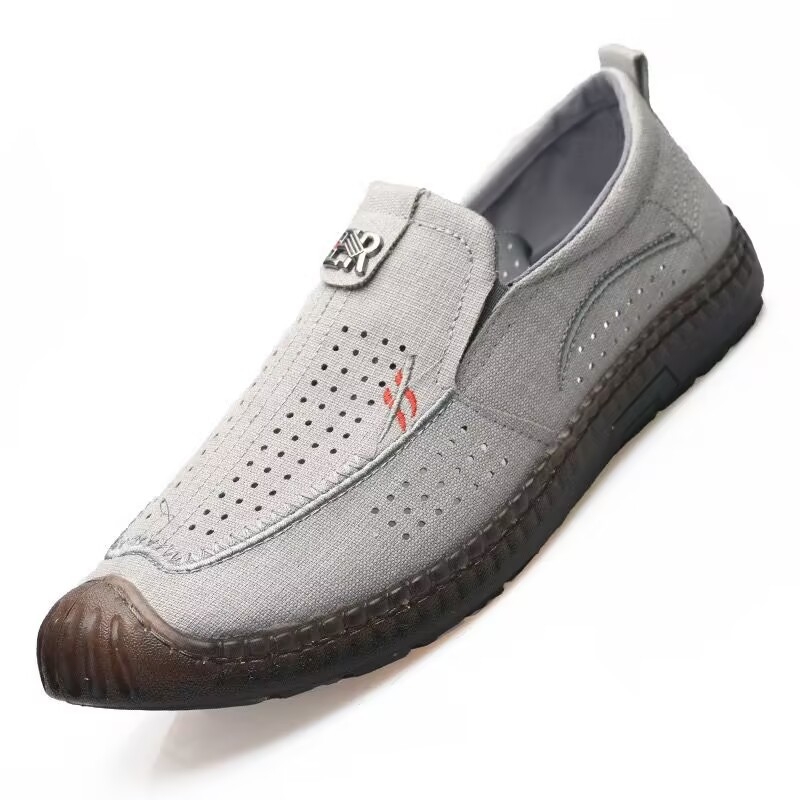 Muške ljetne slip-on loafers s prozračnim gornjim dijelom od platna, mekanim potplatom, lagane casual cipele za vožnju