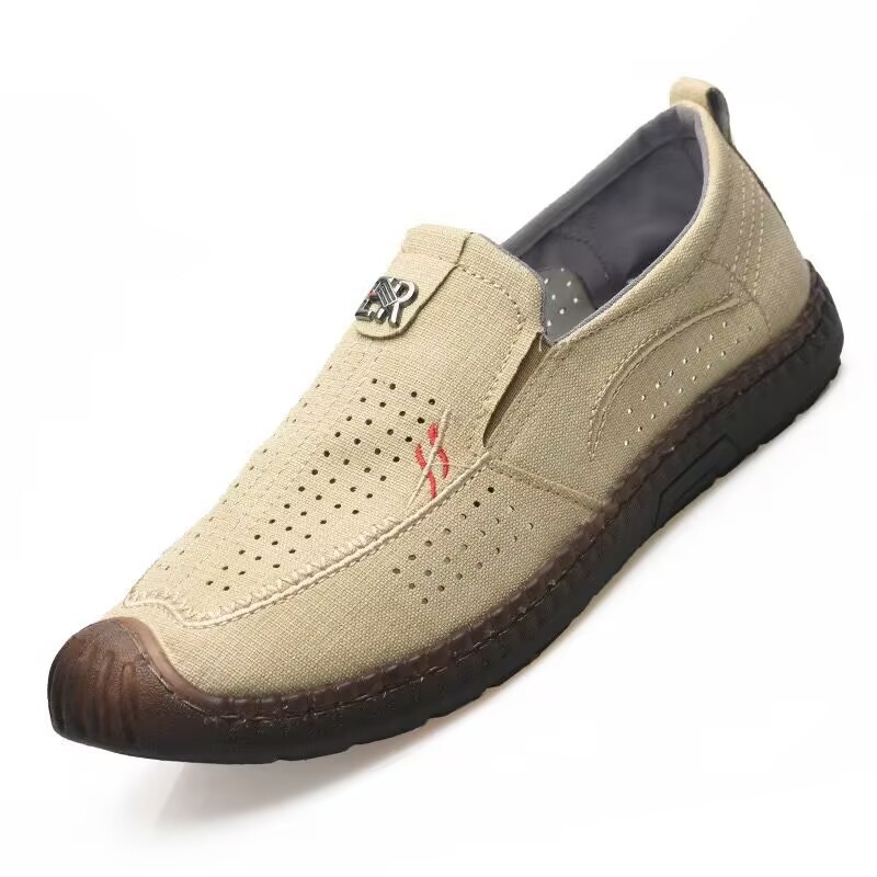 Muške ljetne slip-on loafers s prozračnim gornjim dijelom od platna, mekanim potplatom, lagane casual cipele za vožnju