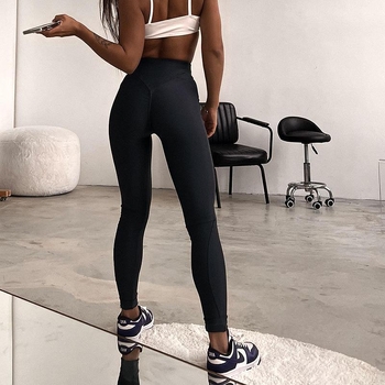 Fy22586 Pletene hlače visokog struka, uske Shark pants za žene – sportsko i casual dugačke hlače