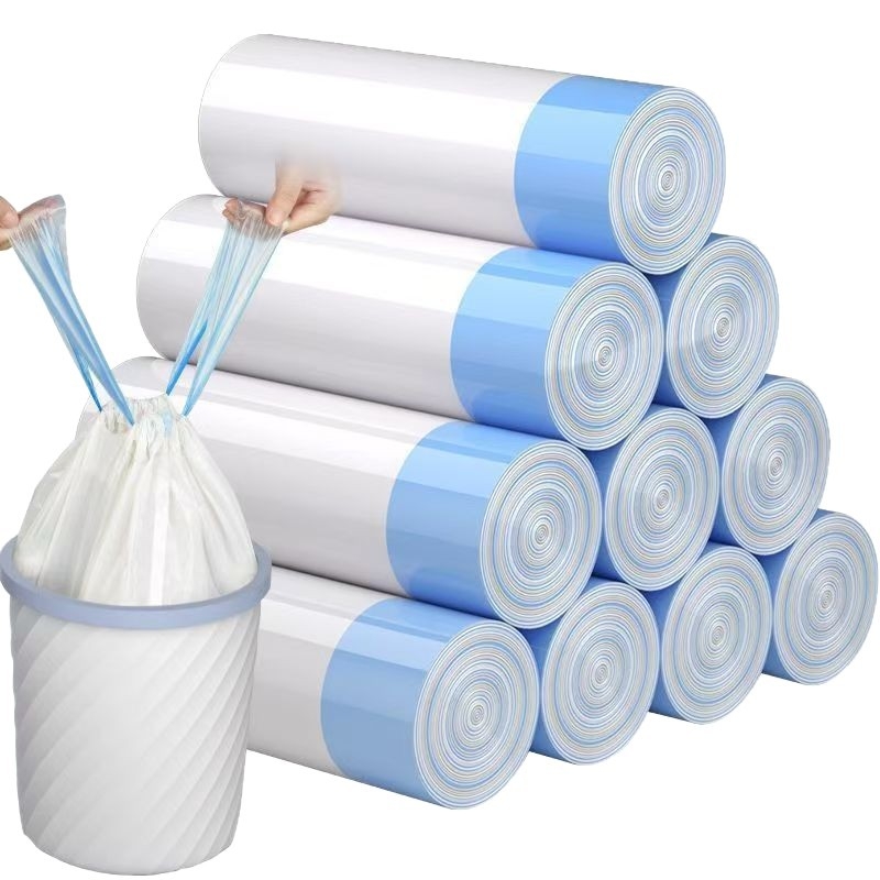 Debele vrećice za smeće sa šnurlom, bijele, velike 45×50 cm, PE plastika, kućna uporaba, 200 rola u pakiranju
