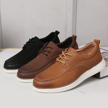 Slim-Fit ανδρικά casual παπούτσια από γνήσιο δέρμα με λουρί, σουέντ με λαδωμένο φινίρισμα, ελαφριά σόλα, άνετα
