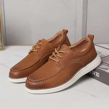 Slim-Fit ανδρικά casual παπούτσια από γνήσιο δέρμα με λουρί, σουέντ με λαδωμένο φινίρισμα, ελαφριά σόλα, άνετα