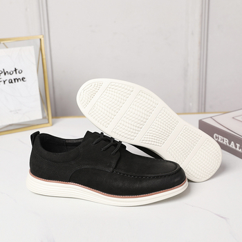 Slim-Fit ανδρικά casual παπούτσια από γνήσιο δέρμα με λουρί, σουέντ με λαδωμένο φινίρισμα, ελαφριά σόλα, άνετα
