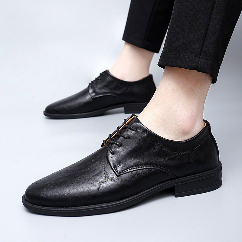 Muški kožni loafersi za svakodnevnu upotrebu, prozračni, slip-on, gumom, okrugla nosnica, niskog profila