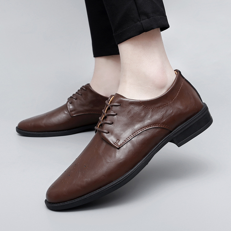 Muški kožni loafersi za svakodnevnu upotrebu, prozračni, slip-on, gumom, okrugla nosnica, niskog profila