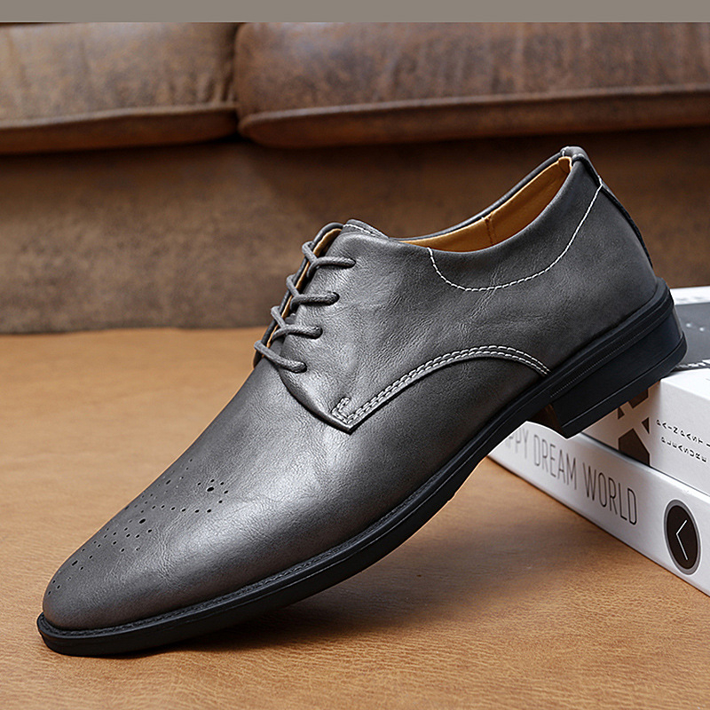 Muški kožni loafersi za svakodnevnu upotrebu, prozračni, slip-on, gumom, okrugla nosnica, niskog profila