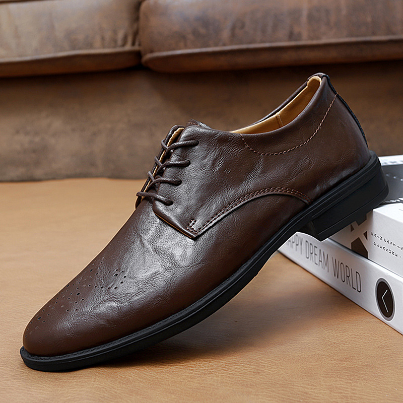 Muški kožni loafersi za svakodnevnu upotrebu, prozračni, slip-on, gumom, okrugla nosnica, niskog profila