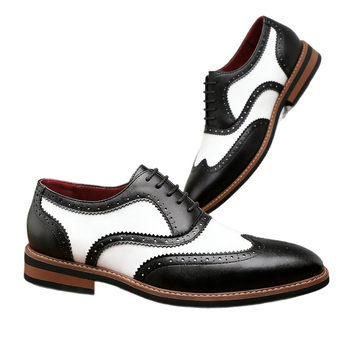 Ανδρικά Brogue παπούτσια, βρετανικού στυλ με vintage ανάγλυφο σχέδιο, μυτερός μπροστινός, κορδόνια, δερμάτινο επάνω μέρος, σόλα καουτσούκ