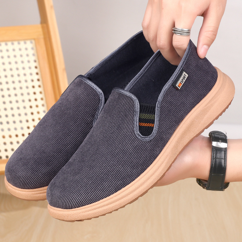 3520 Muške platnene cipele s debelim potplatom, slip-on, Old Beijing stil, proljeće-jesen, mekana podstava, protuklizno