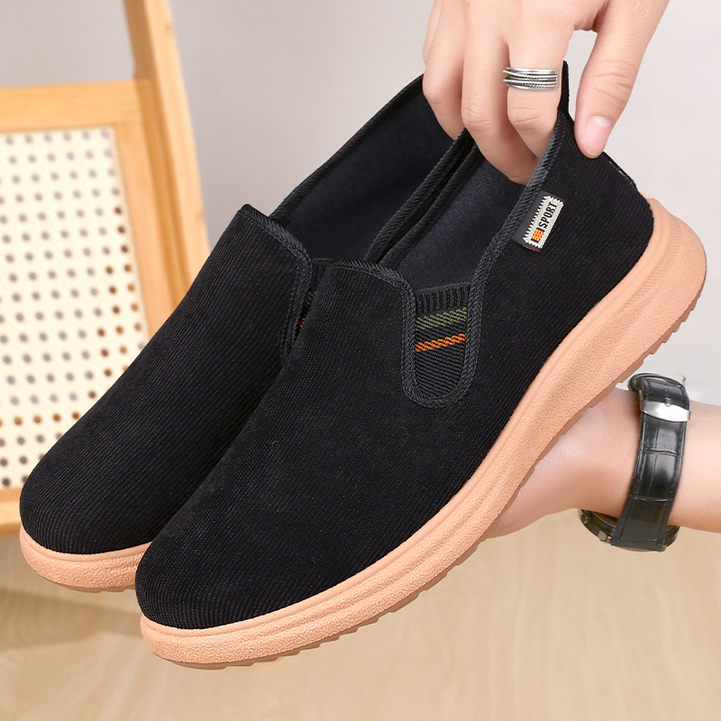 3520 Muške platnene cipele s debelim potplatom, slip-on, Old Beijing stil, proljeće-jesen, mekana podstava, protuklizno