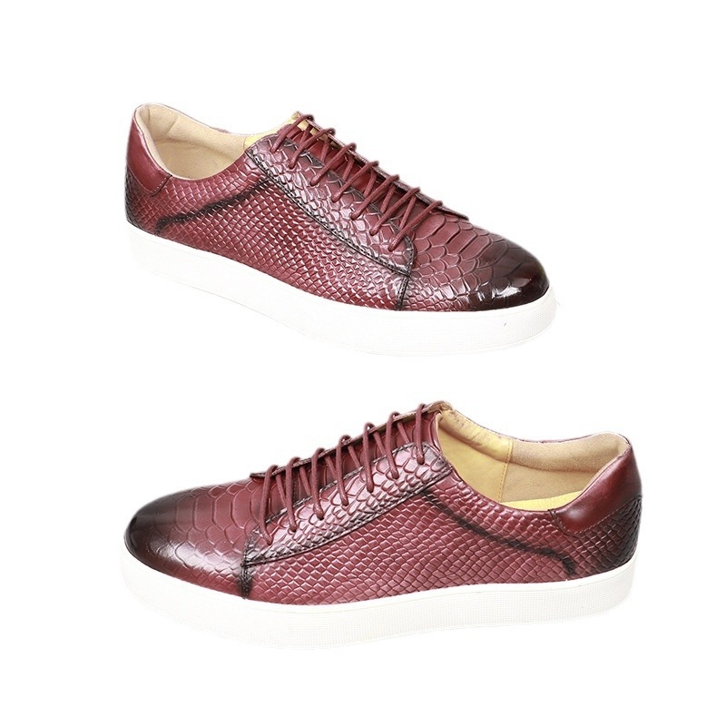 Muške kožne cipele za vezivanje s reljefom krokodila – casual brogue, gumena potplat