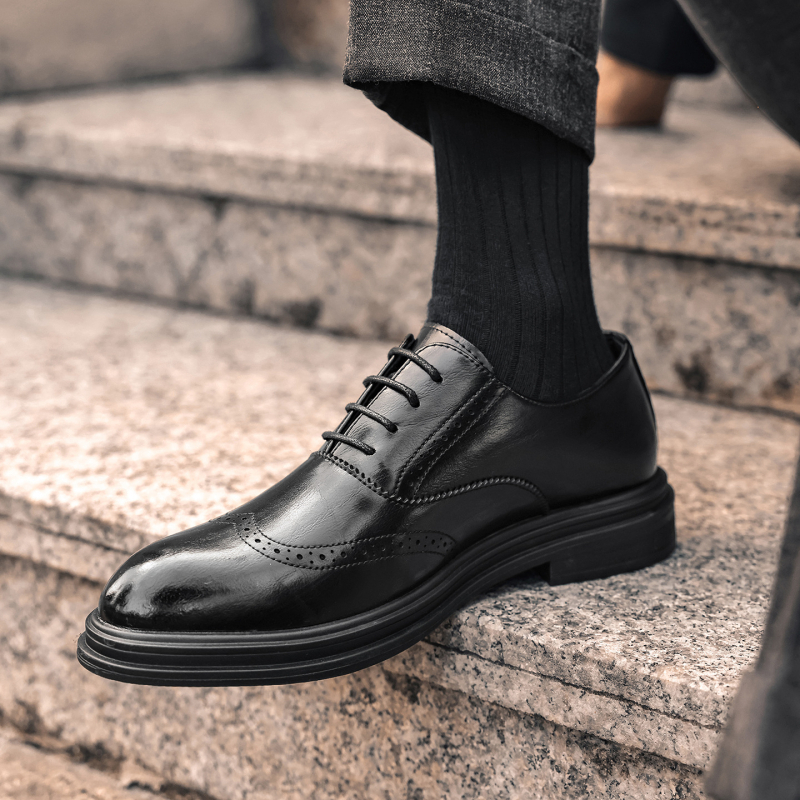 Kožne brogue cipele s unutarnjim povećanjem visine, 8 cm i 6 cm, prozračne, poslovno formalne za muškarce, sjajna završnica, za sve sezone