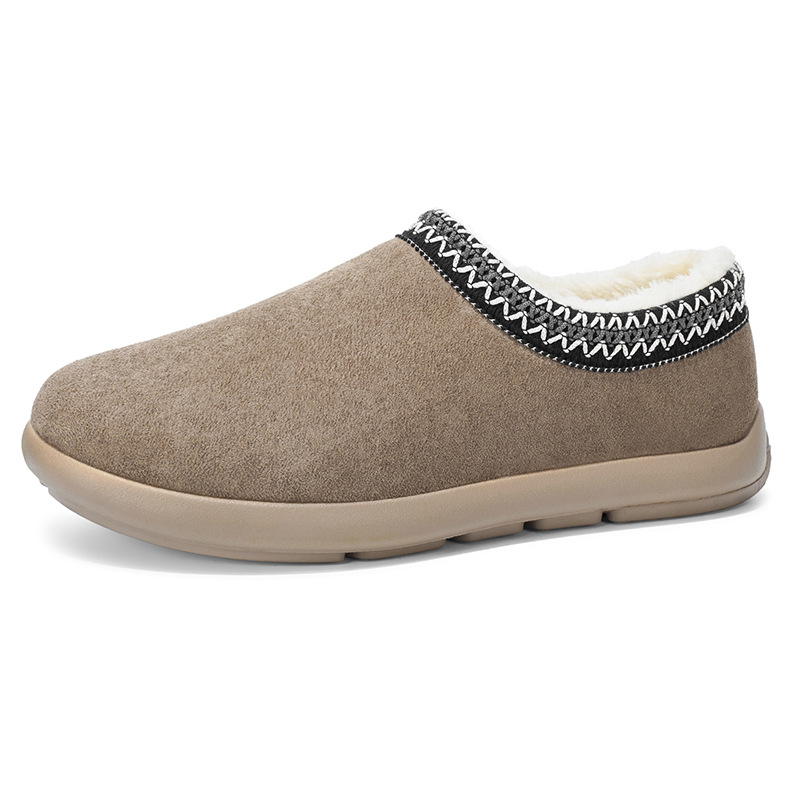 Muške tople kućne papuče s debelim potplatom, slip-on, od velura, gumeni potplat