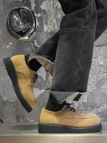 Muške casual kožne cipele od velura, Derby stil, debeli potplat, špičasti nos