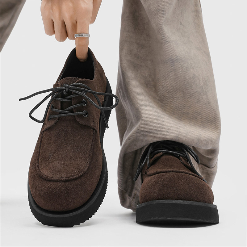 Muške casual kožne cipele od velura, Derby stil, debeli potplat, špičasti nos