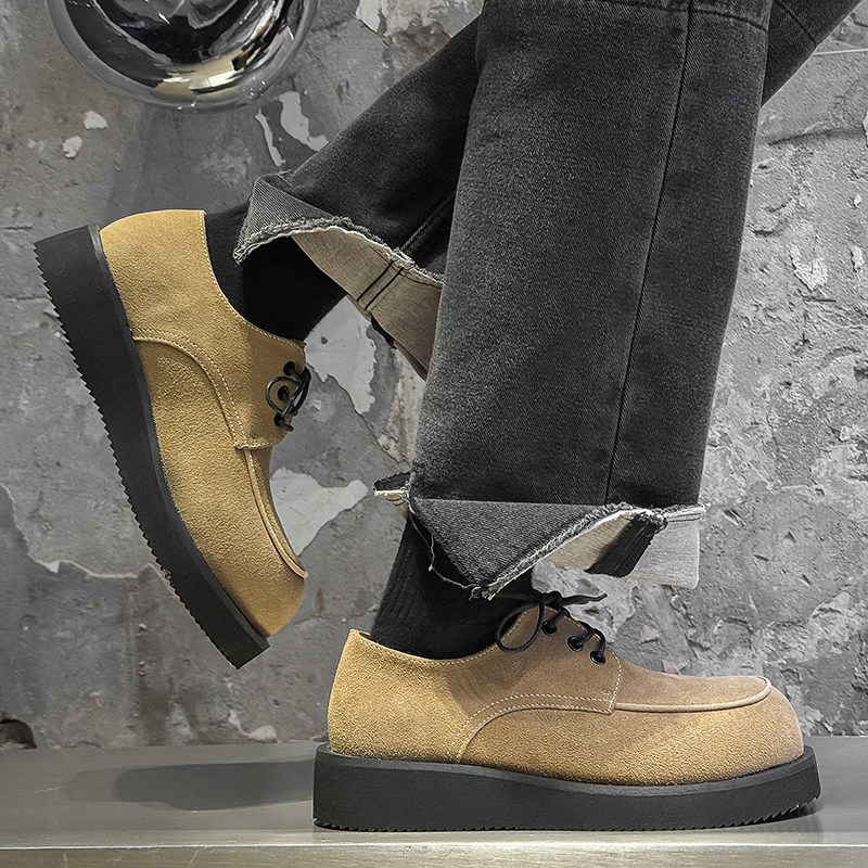 Muške casual kožne cipele od velura, Derby stil, debeli potplat, špičasti nos