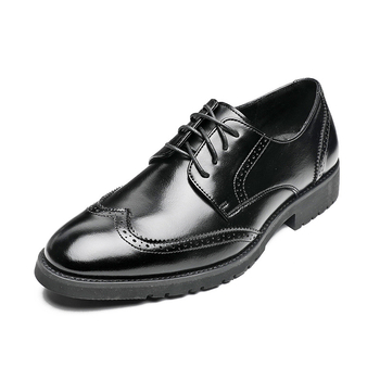 Muške Oxford Brogue cipele, britski stil, koža od mikrovlakana, povećanje visine, prozračne, protuklizne