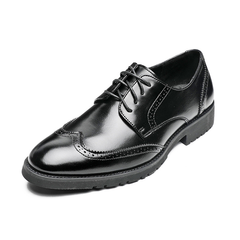 Muške Oxford Brogue cipele, britski stil, koža od mikrovlakana, povećanje visine, prozračne, protuklizne