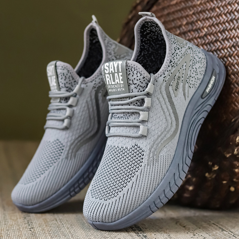 Hongxianghe Ανδρικά ανάλαφρα Flyknit αθλητικά παπούτσια για άνοιξη και φθινόπωρο, ελαφριά καθημερινά αθλητικά παπούτσια, προσαρμόσιμο σχέδιο