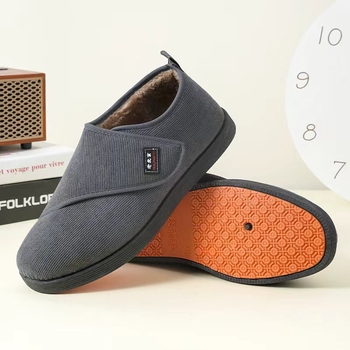 Muške zimske papuče od pamuka, s fleece podstavom, debeli topli kućni papuče s Velcro zatvaračem