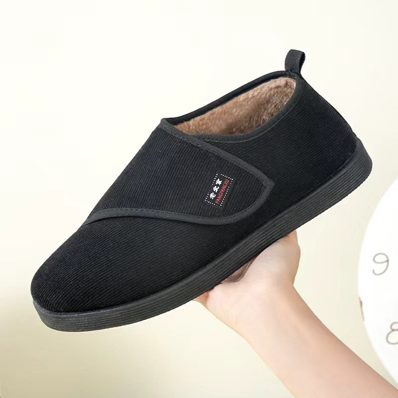 Muške zimske papuče od pamuka, s fleece podstavom, debeli topli kućni papuče s Velcro zatvaračem