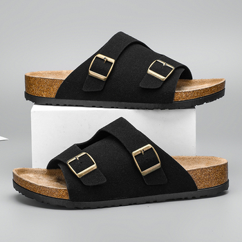 Muške sandale od prave kože za vanjsku upotrebu, s otvorenim prstom, slip-on, protuklizne i otporne na miris