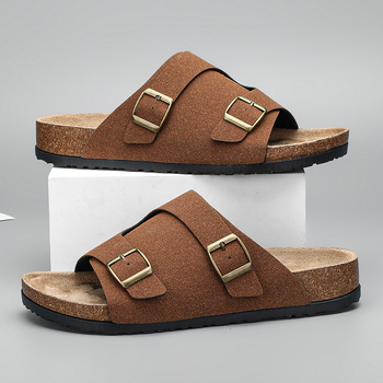 Muške sandale od prave kože za vanjsku upotrebu, s otvorenim prstom, slip-on, protuklizne i otporne na miris