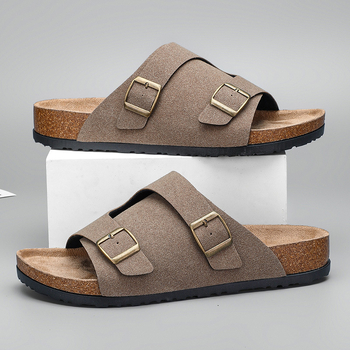 Muške sandale od prave kože za vanjsku upotrebu, s otvorenim prstom, slip-on, protuklizne i otporne na miris
