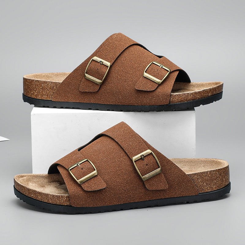 Muške sandale od prave kože za vanjsku upotrebu, s otvorenim prstom, slip-on, protuklizne i otporne na miris