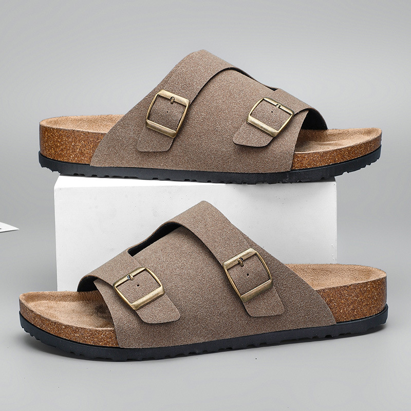 Muške sandale od prave kože za vanjsku upotrebu, s otvorenim prstom, slip-on, protuklizne i otporne na miris