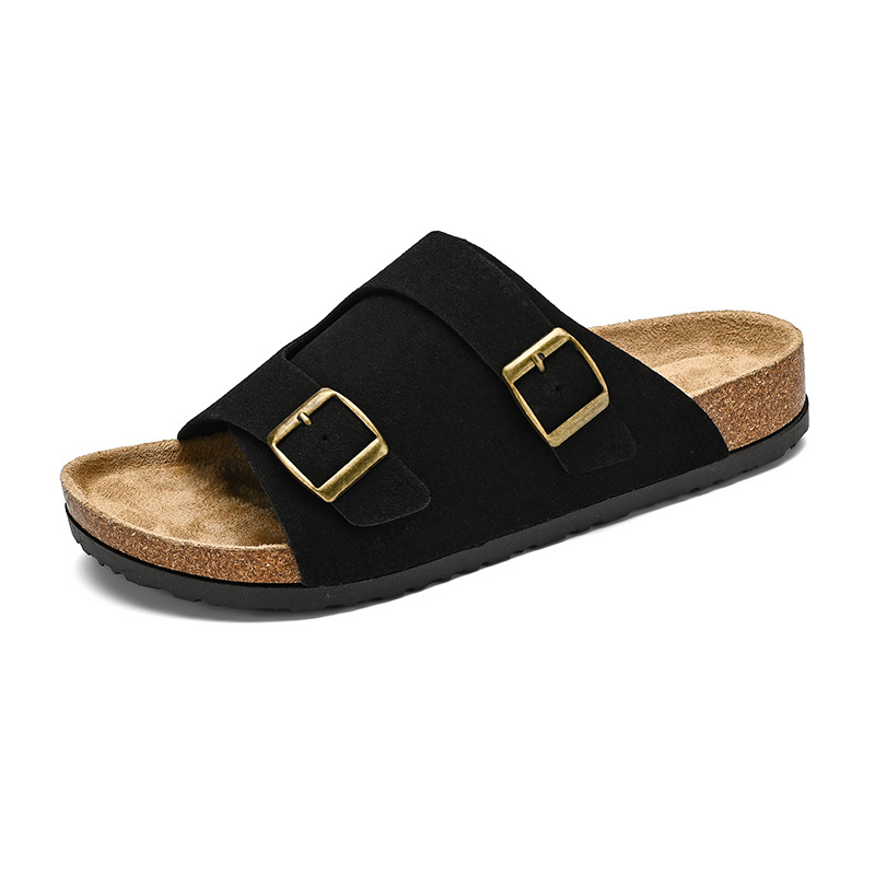 Muške sandale od prave kože za vanjsku upotrebu, s otvorenim prstom, slip-on, protuklizne i otporne na miris