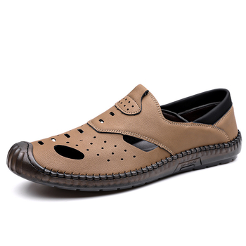 Muške ljetne outdoor sandale, ručno izrađene, prozračne s perforacijama, slip-on, protuklizna podloga