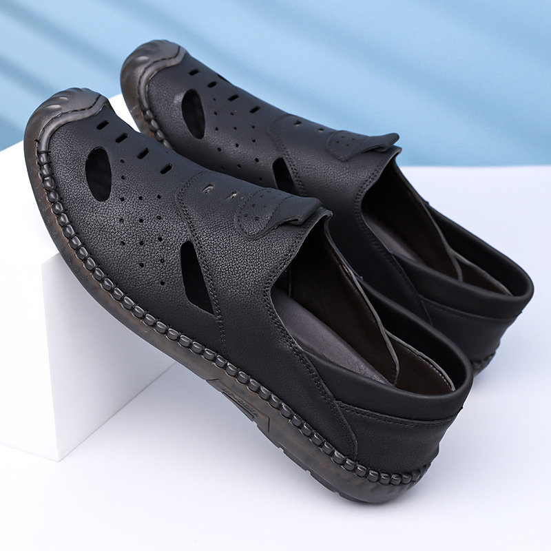 Muške ljetne outdoor sandale, ručno izrađene, prozračne s perforacijama, slip-on, protuklizna podloga