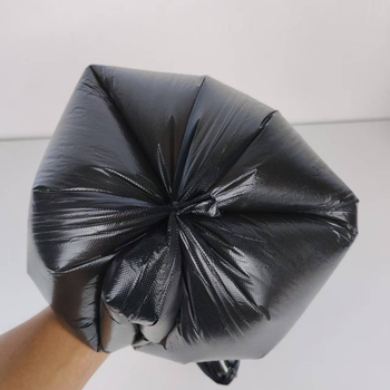 Crna plastična vrećica za smeće, 48×60 cm, debela, s ručkama, ravnim otvorom, za kućanstvo, kuhinju i dom