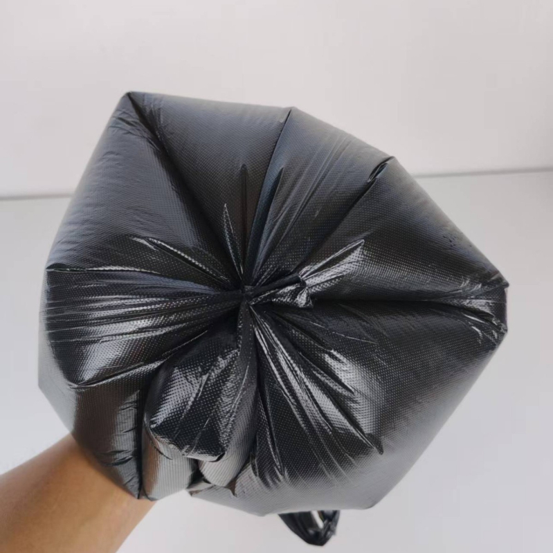 Crna plastična vrećica za smeće, 48×60 cm, debela, s ručkama, ravnim otvorom, za kućanstvo, kuhinju i dom