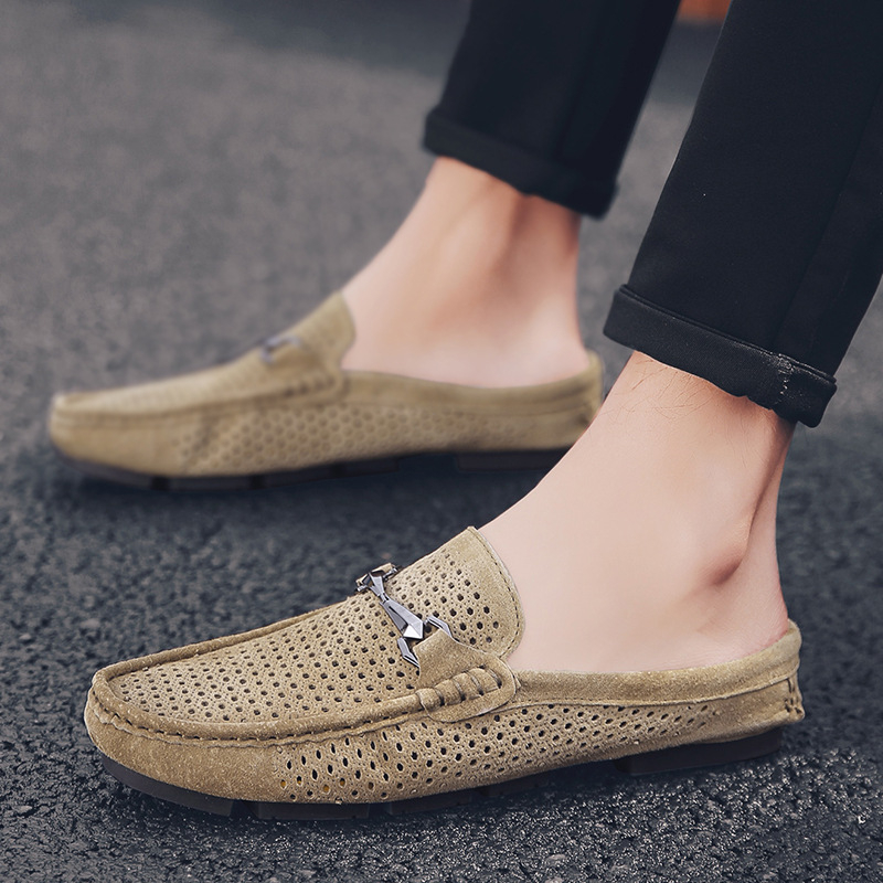 Ljetne muške loaferice od velur kože s izrezima, slip-on, britanski stil