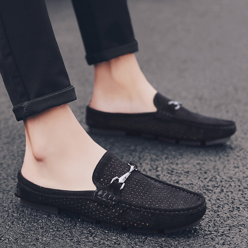 Ljetne muške loaferice od velur kože s izrezima, slip-on, britanski stil