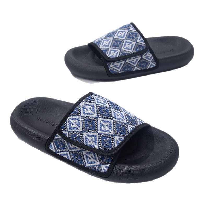 Καλοκαιρινά ανδρικά σλίπ με καρό σχέδιο και παχύτερη σόλα, κατάλληλα για παραλία και εξωτερικούς χώρους, αντιολισθητικά
