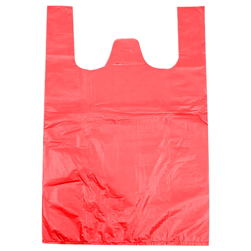 Učvršćena crvena HDPE plastična vrećica za kupovinu, odlaganje otpada i pakiranje povrća, torba u stilu prsluka