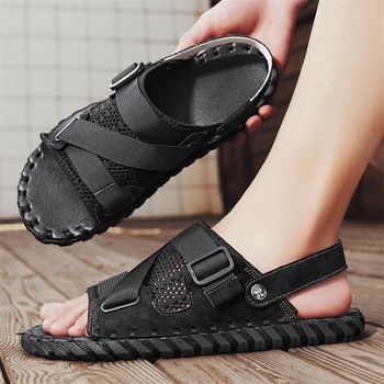 Escape Leopard 2025 Ljeto sandale s otvorenim prstima, velike veličine, moderne i svestrane vodene sandale, slip-on s šavovima, casual muške cipele