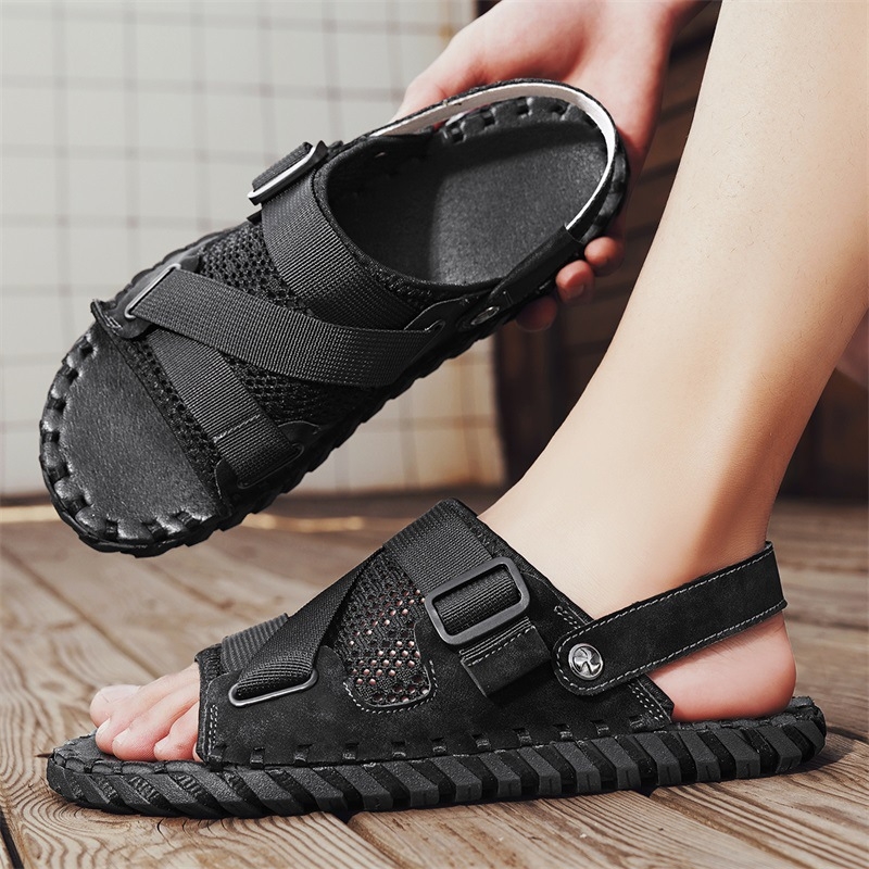 Escape Leopard 2025 Ljeto sandale s otvorenim prstima, velike veličine, moderne i svestrane vodene sandale, slip-on s šavovima, casual muške cipele