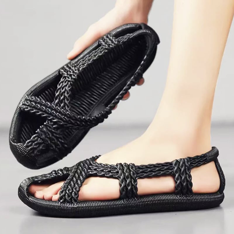 Novi stil PVC ratana imitacije sandala s retro dizajnom, plus veličina, za muškarce i žene, plaža i vozačke sandale
