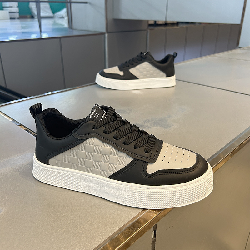 Jesenske kožne tenisice za muškarce – Panda boja, casual gradski stil, 2023 trend