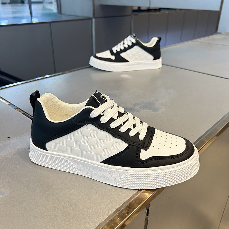 Jesenske kožne tenisice za muškarce – Panda boja, casual gradski stil, 2023 trend