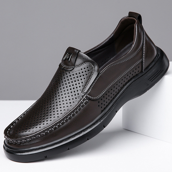 Ανδρικά casual loafers από γνήσιο δέρμα, slip-on, διατρητά καλοκαιρινά επαγγελματικά παπούτσια με μαλακή σόλα